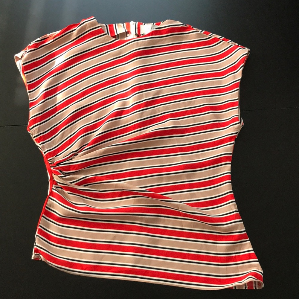Zara Stripe Asymmetrical Gathered Top - Medium